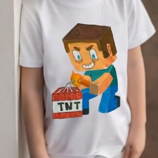 рисувана тениски на герой от играта Minecraf